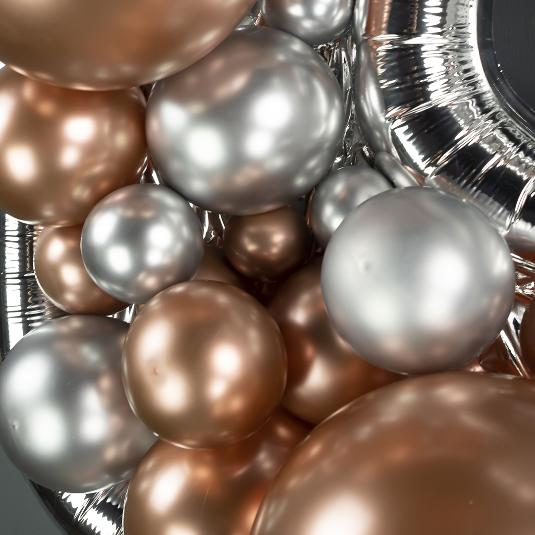 Шар (10''/25 см), Серебро, хром, 50 шт.