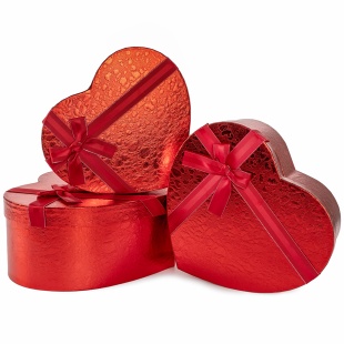 Набор коробок Сердце, Фактурный узор, с бантом, Красный, 31*27*13 см, 3 шт. в упак. 