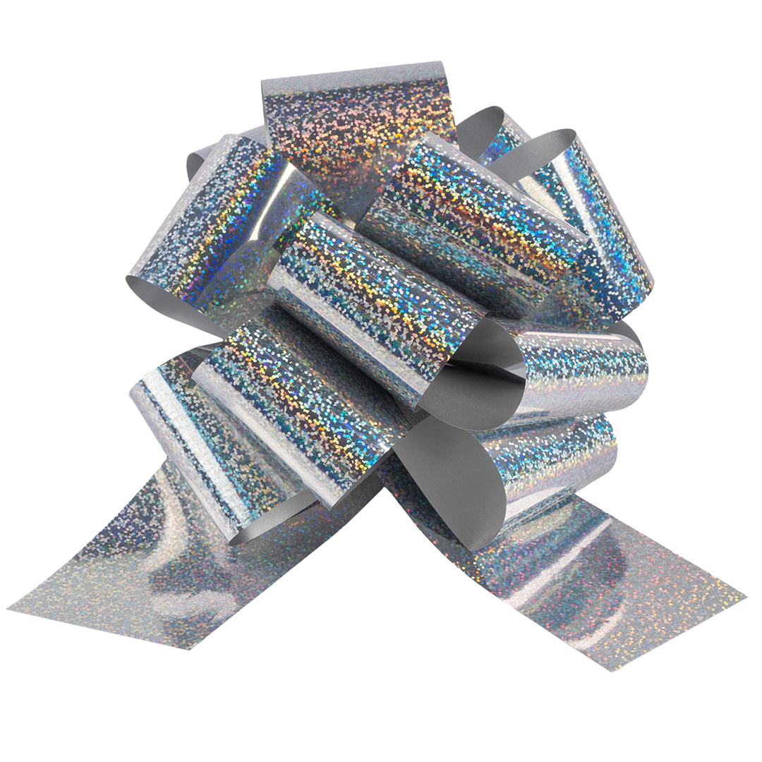 Бант Шар, Серебро, Голография, 21 см, 1 шт. в упак. 