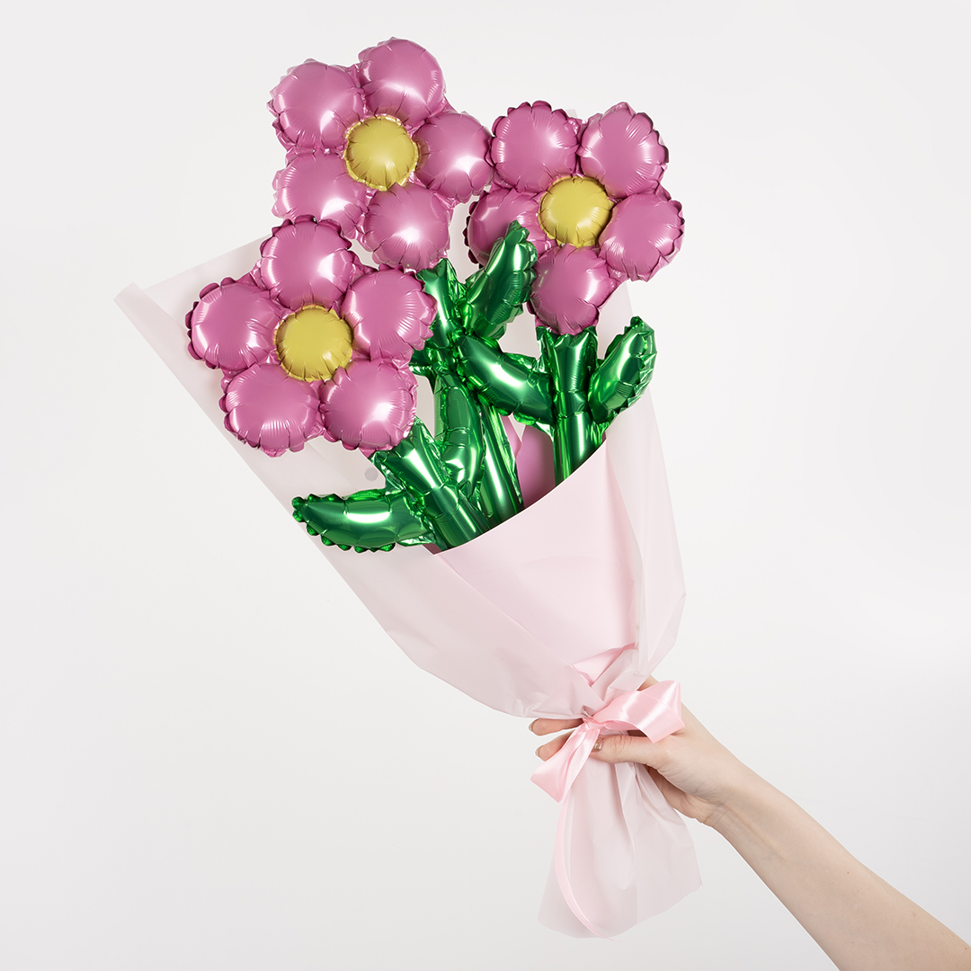 Шар с клапаном (17''/43 см) Мини-цветок, Розовый, 1 шт.