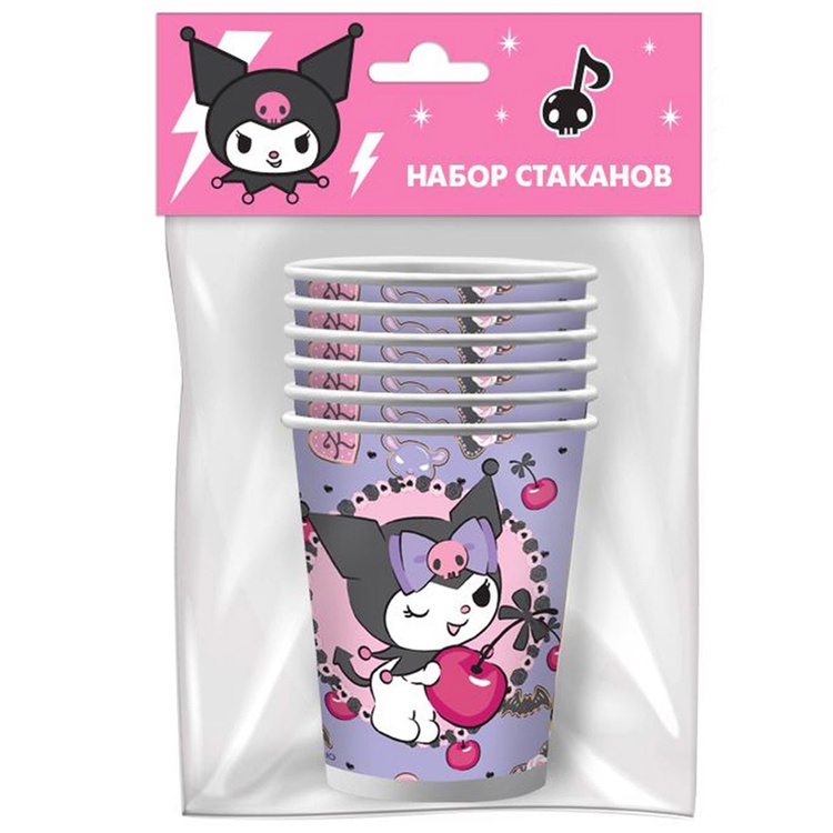 Стаканы (250 мл) Kuromi, 6 шт.
