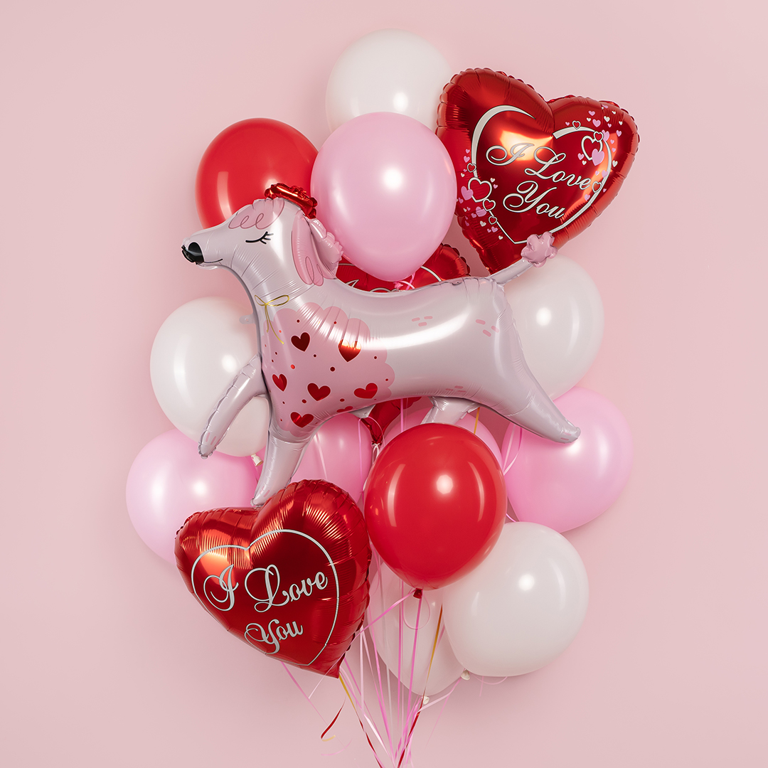 Шар (33''/84 см) Фигура, Пудель, Розовый, 1 шт. в уп.