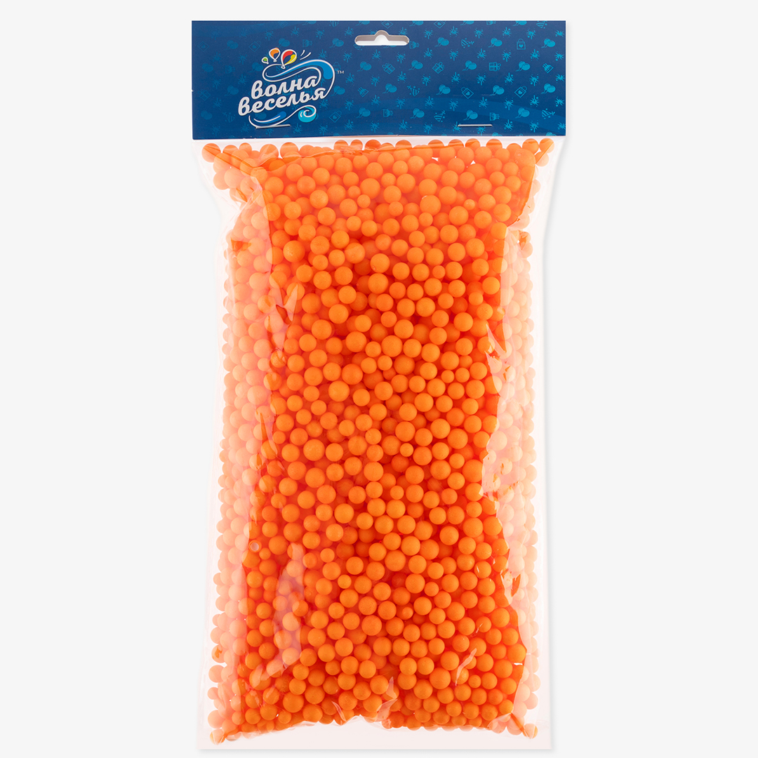 Шарики пенопласт, Оранжевый, 6-8 мм, 10 гр.