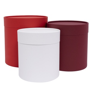 Набор коробок Цилиндр, Красный микс, 18*18 см, 3 шт. в упак. 