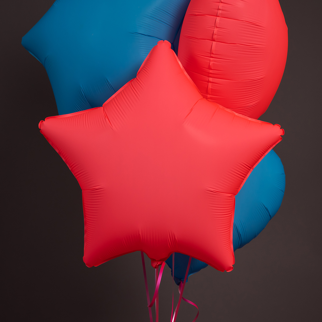 Шар (18''/46 см) Звезда, Розовый, Неон, 1 шт.