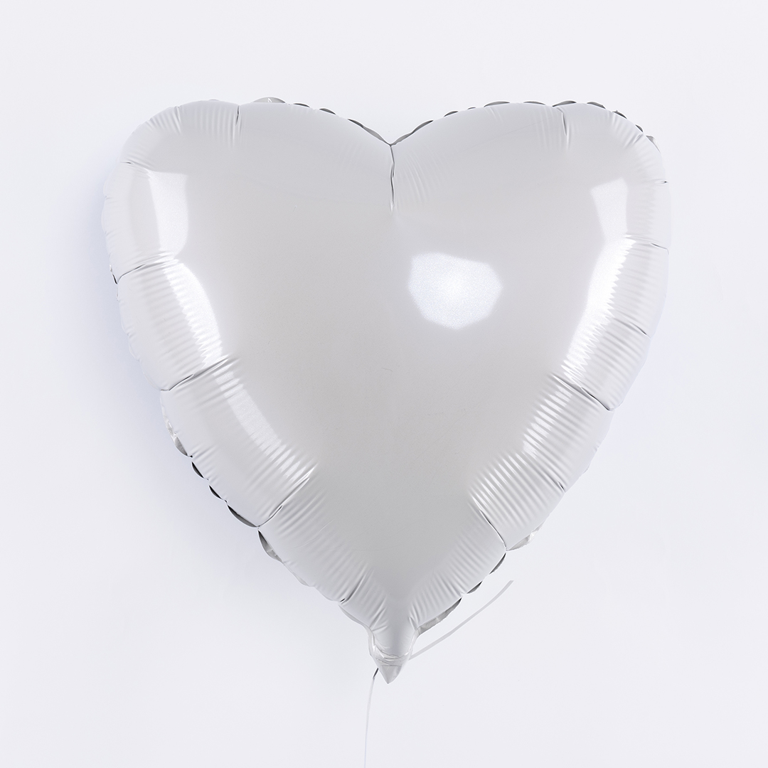Шар (18''/46 см) Сердце, Белый, 1 шт.