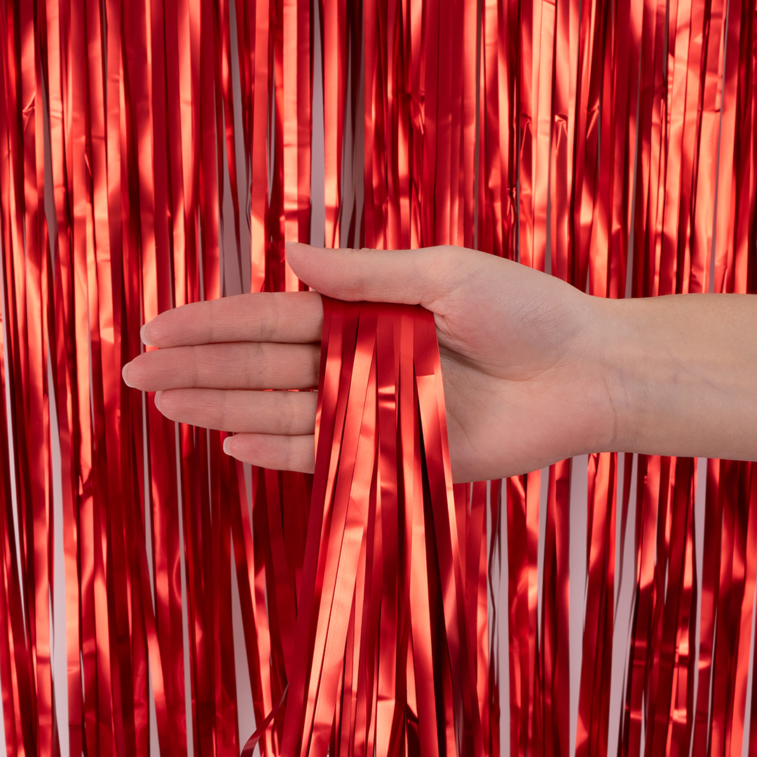 Занавес Дождик Красный, Матовый металл, 100*200 см, 1 шт.