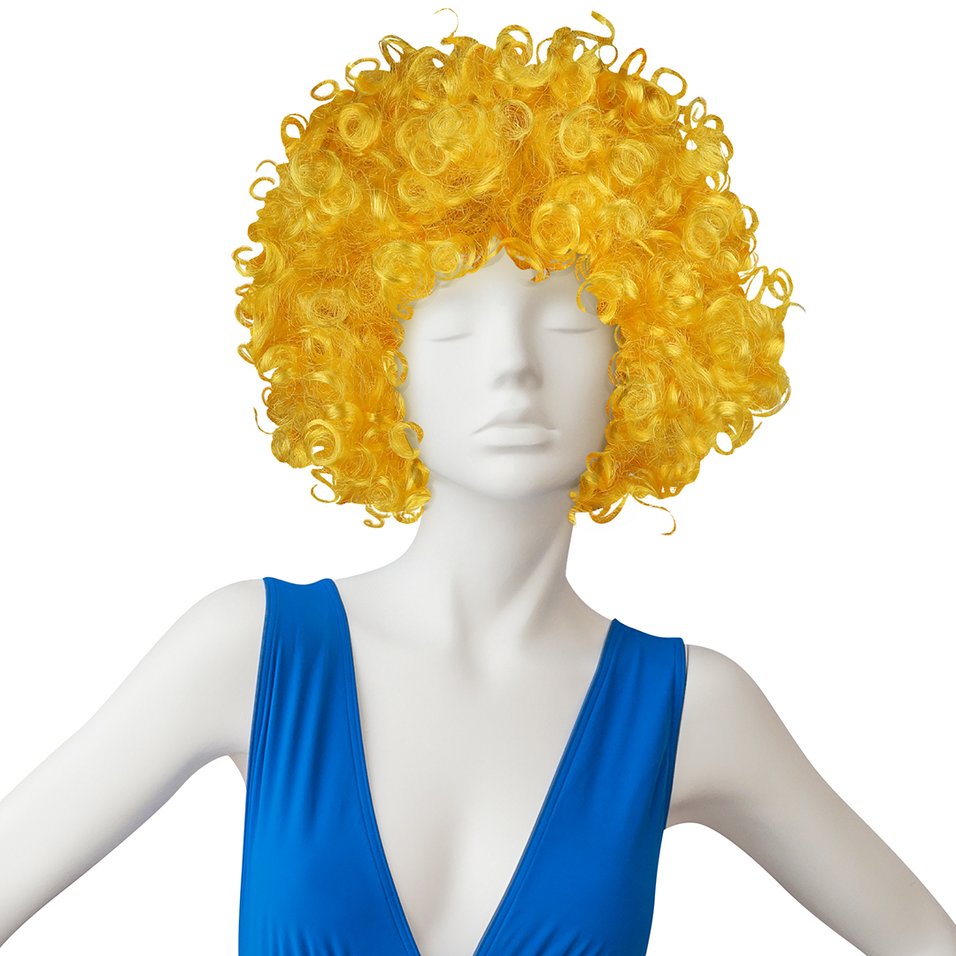 Парик карнавальный, 120 гр, Кудряшки, Желтый, 1 шт. в упак. 