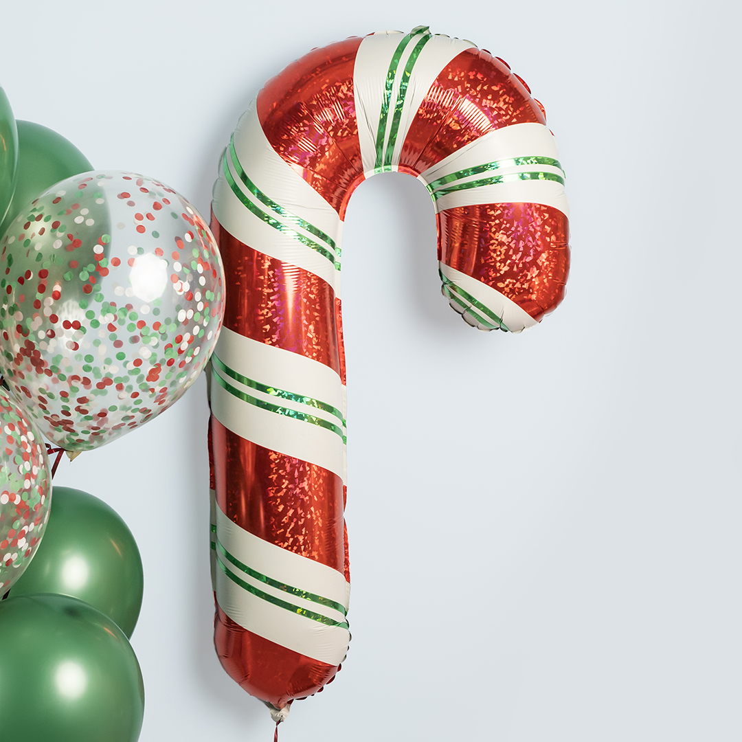 Шар (41''/104 см) Фигура, Леденец трость, Красный, Голография, 1 шт.