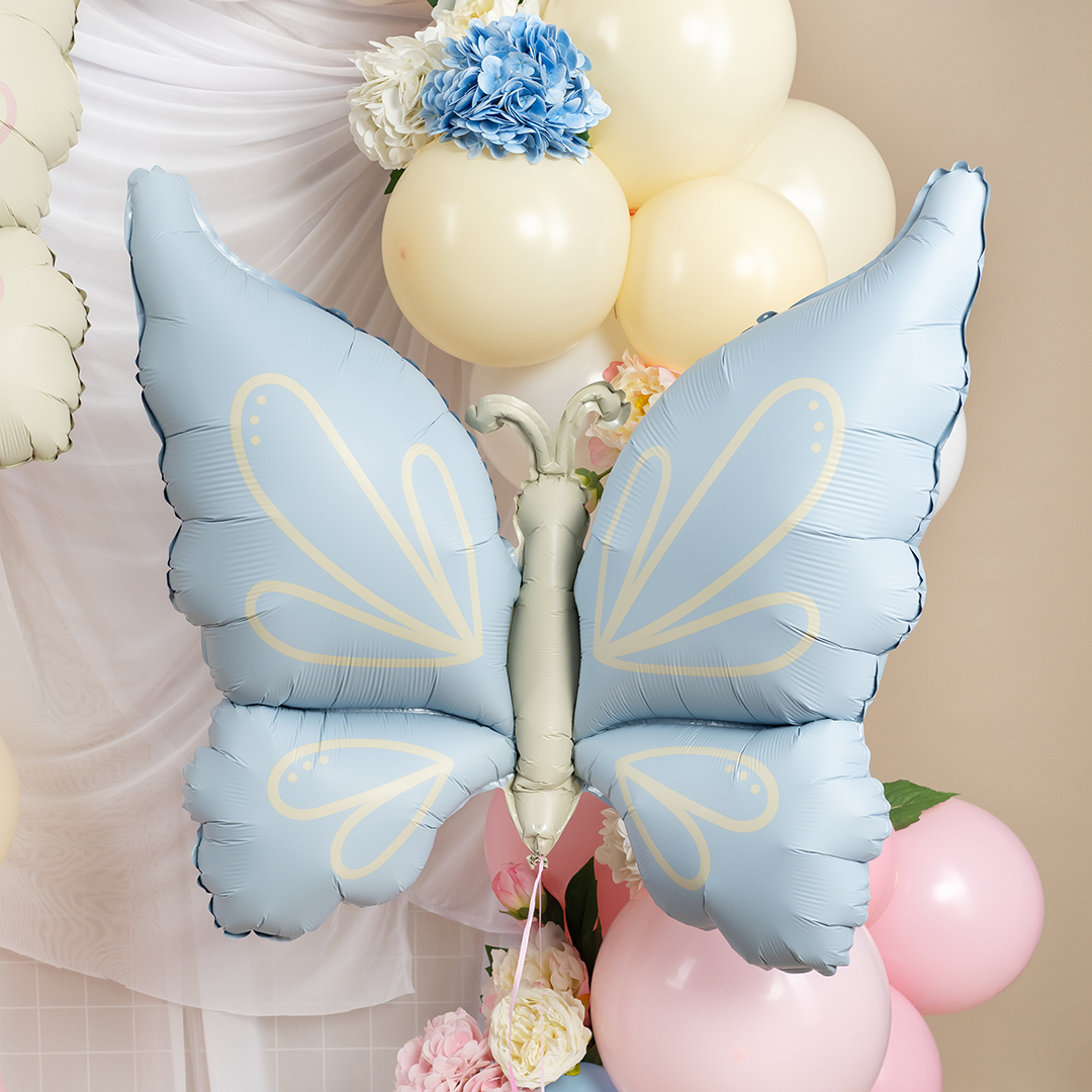 Шар (37''/94 см) Фигура, Нежная бабочка, Голубой, Сатин, 1 шт.