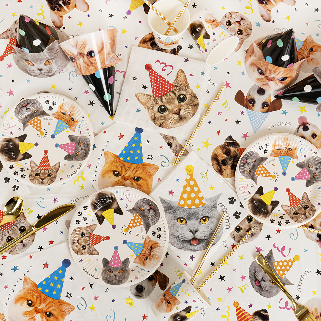 Скатерть одноразовая, Котики и Собачки, 120*180 см, 1 шт.