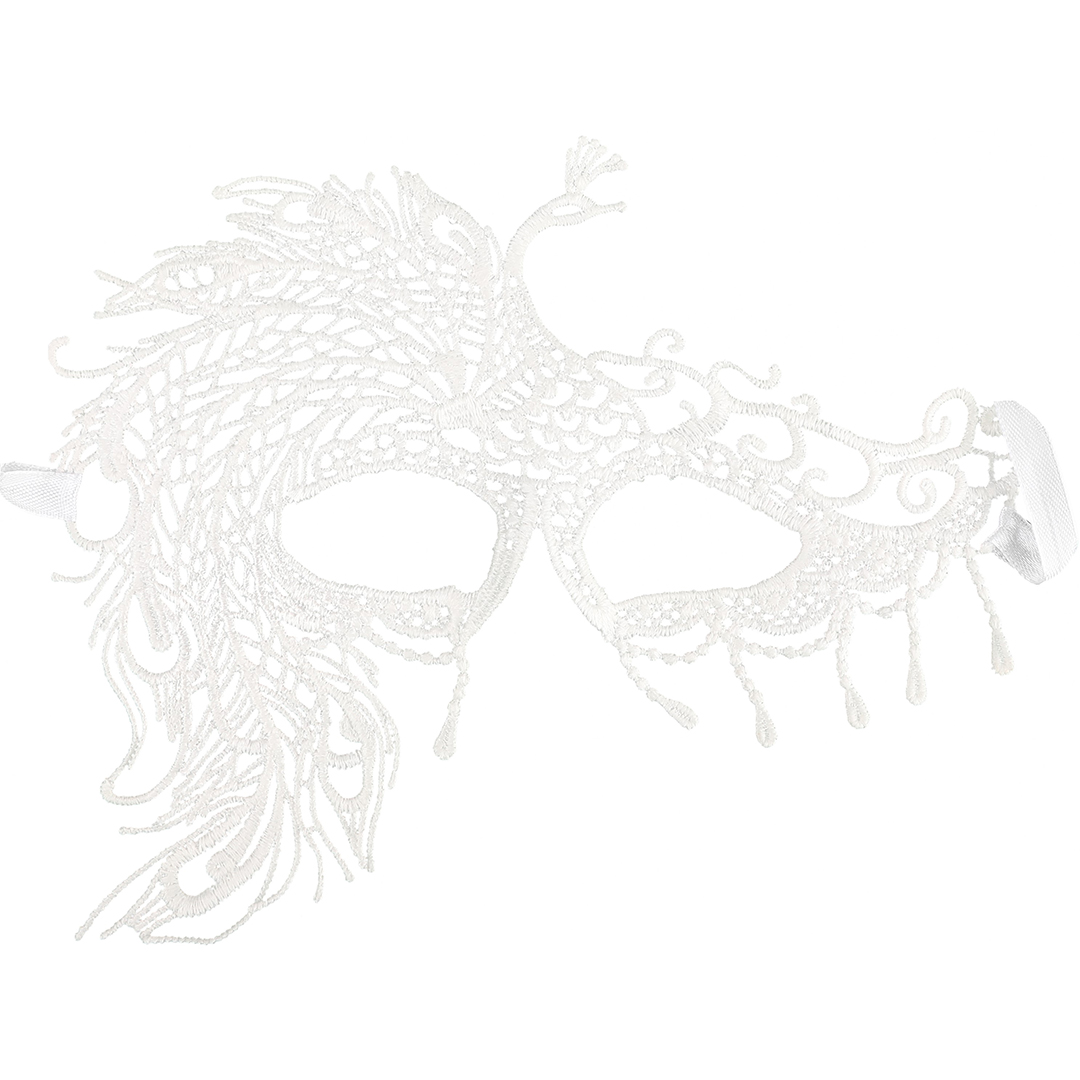 Маска кружевная, фигурная, Павлин, Белый, 16*24 см, 1 шт. 
