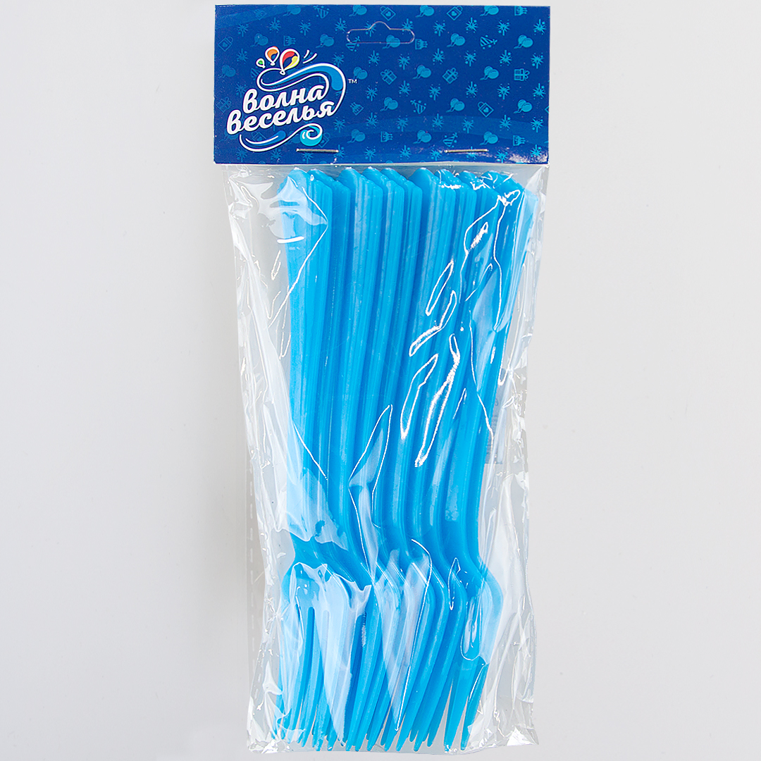 Вилки, Премиум, Голубой, 17 см, 10 шт. в упак. 