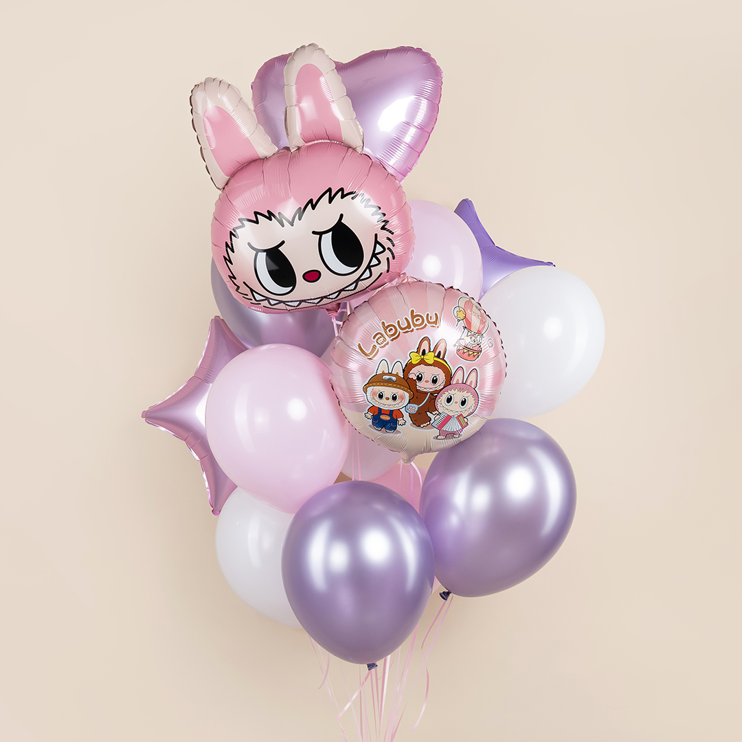 Шар (27''/69 см) Фигура, Плюшевый эльф, Голова, Розовый, 1 шт.