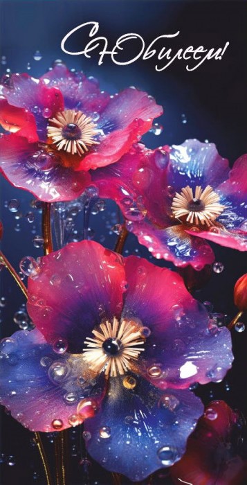 Конверты для денег, С Юбилеем! (яркие цветы), 10 шт.