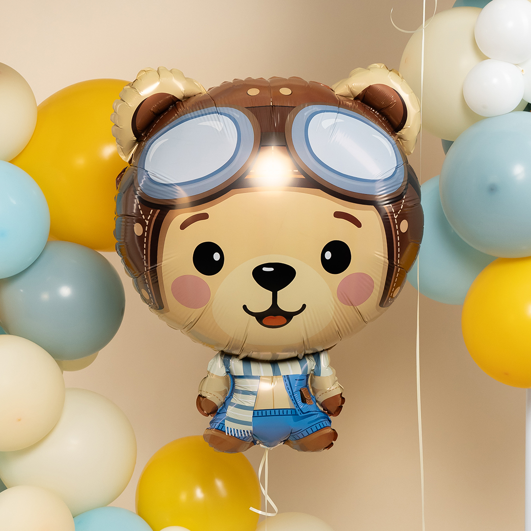 Шар (29''/74 см) Фигура, Мишка Пилот, 1 шт. в уп.