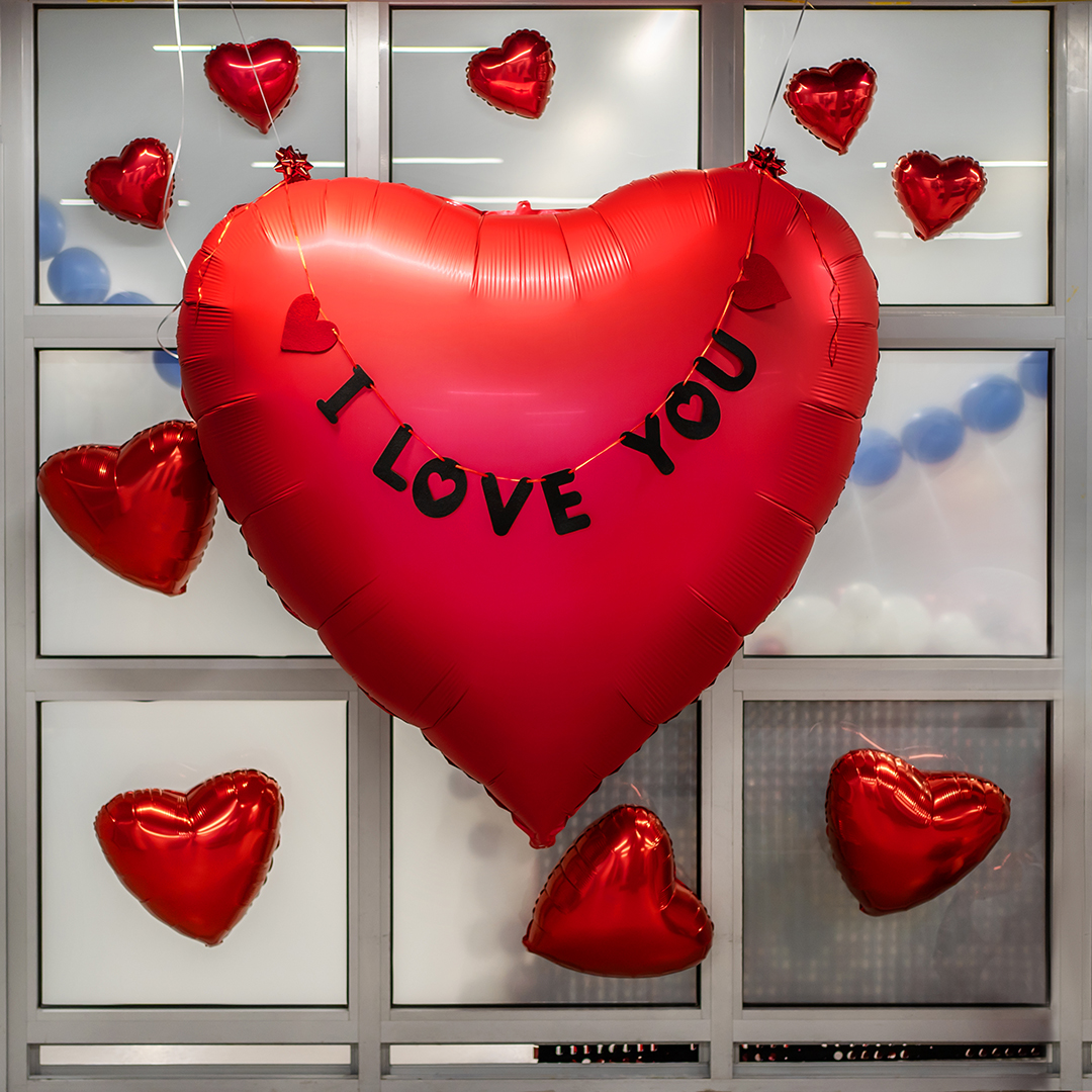 Шар (63''/160 см) Сердце, Красный, Металлик, 1 шт. в уп.