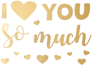 Наклейка I love you so much, 19,5*27 см, Золото, Металлик, 1 шт.
