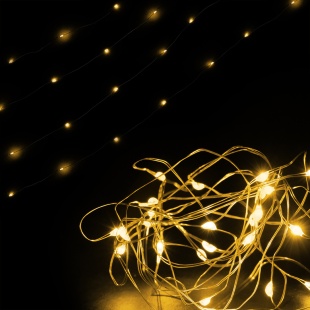 Светодиодная гирлянда, Роса 10 Led, IP10, 1 м. Теплый белый, 1 шт.