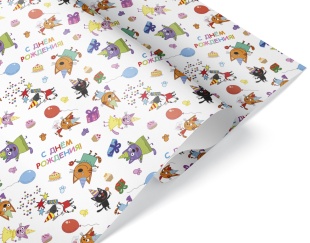 Упаковочная бумага 105гр (0,7*1 м) Три Кота, Веселый День Рождения, 10 шт.