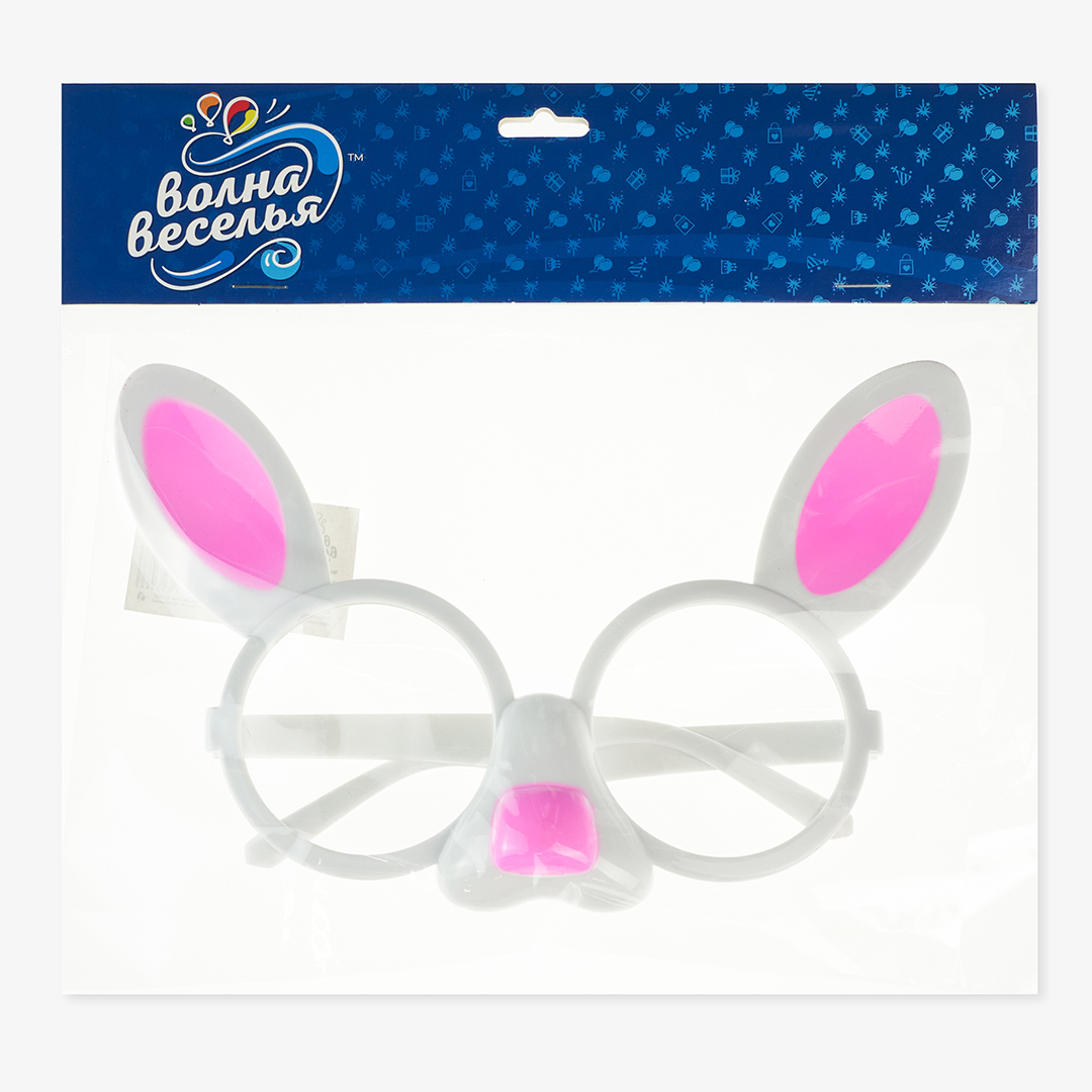 Карнавальные очки, Зайчик, Белый, 1 шт. 