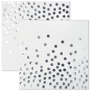 Сервировочные салфетки, Конфетти, Белый/Серебро, Металлик, 33*33 см, 12 шт.