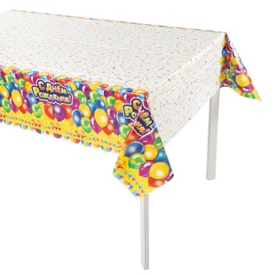 Скатерть одноразовая, С Днем Рождения! (воздушные шарики), 120*180 см, 1 шт.