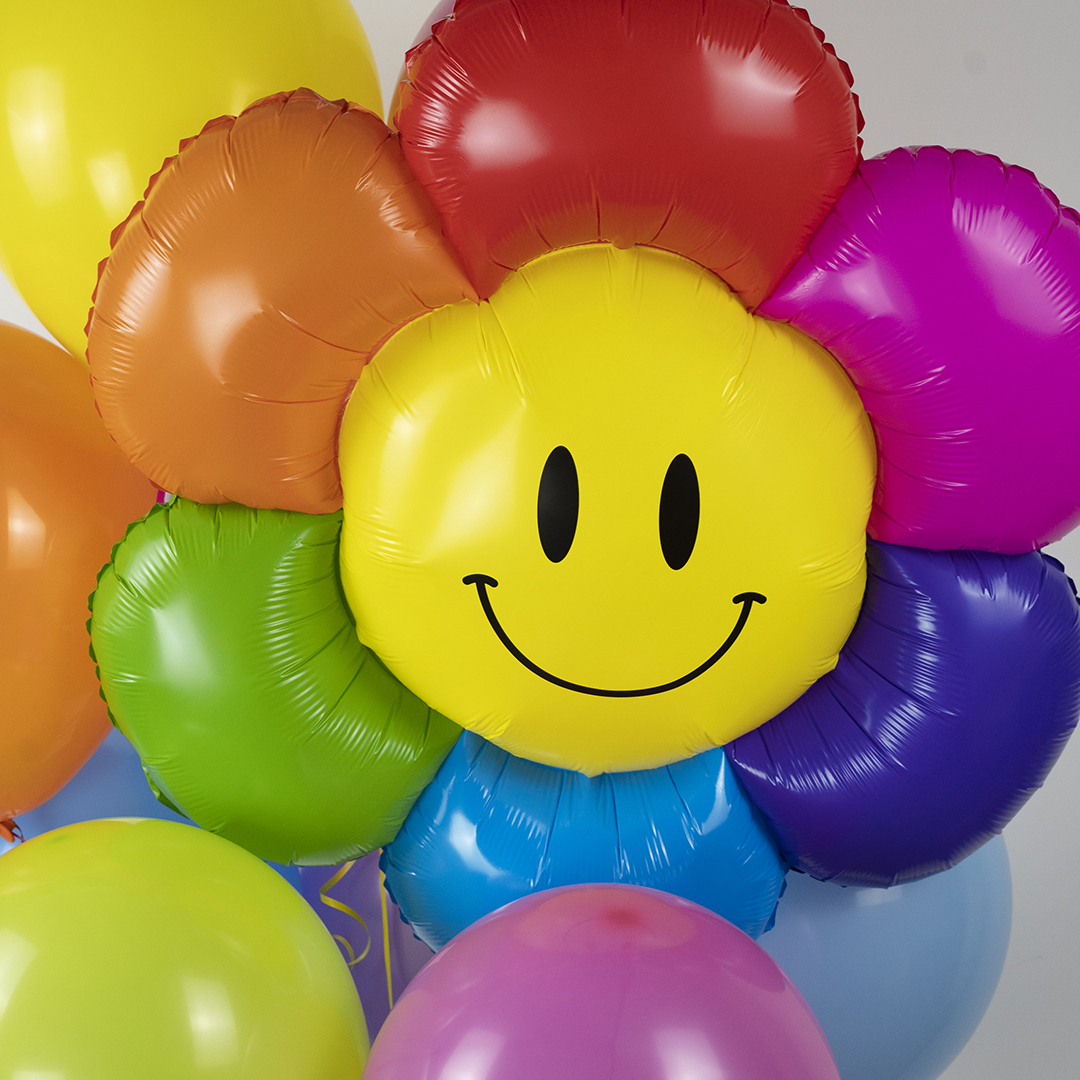 Шар (38''/97 см) Цветок, Ромашка Радуга, 1 шт.