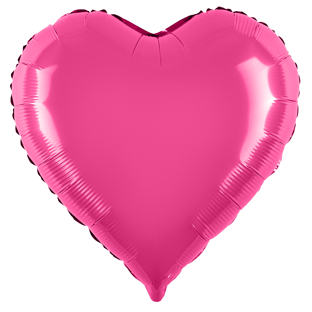Шар (18''/46 см) Сердце, Ярко-розовый, 1 шт.