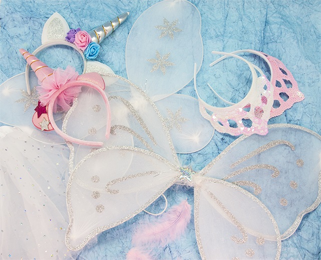 Ободок, Цветочный единорог, Белый/Серебро, с блестками, 1 шт. 