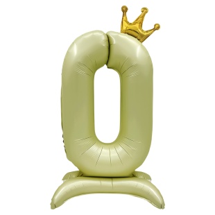 Шар (40''/102 см) Цифра на подставке, 0 Золотая корона, 1 шт. в уп.