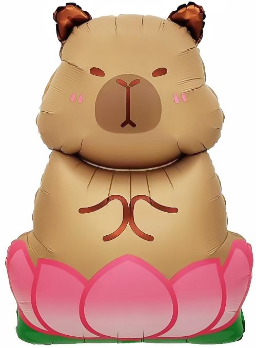 Шар (34''/86 см) Фигура, Капибара в лотосе, 1 шт.