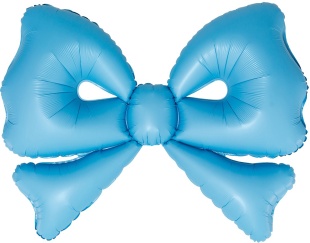Шар (50''/127 см) Фигура, Бант, Голубой, Сатин, 1 шт. в уп.