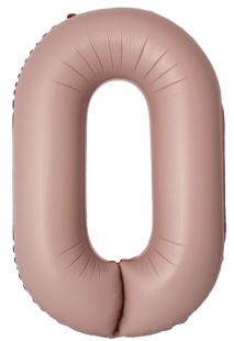 Шар (40''/102 см) Цифра, 0 Slim, Винтажная роза, Матовый, 1 шт.