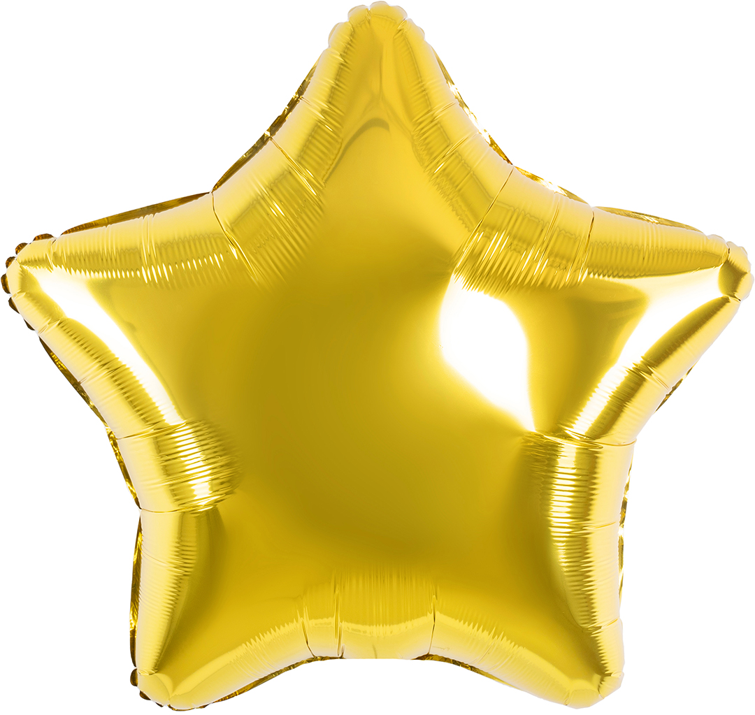 Шар (32''/81 см) Звезда, Золото, Металлик, 1 шт.