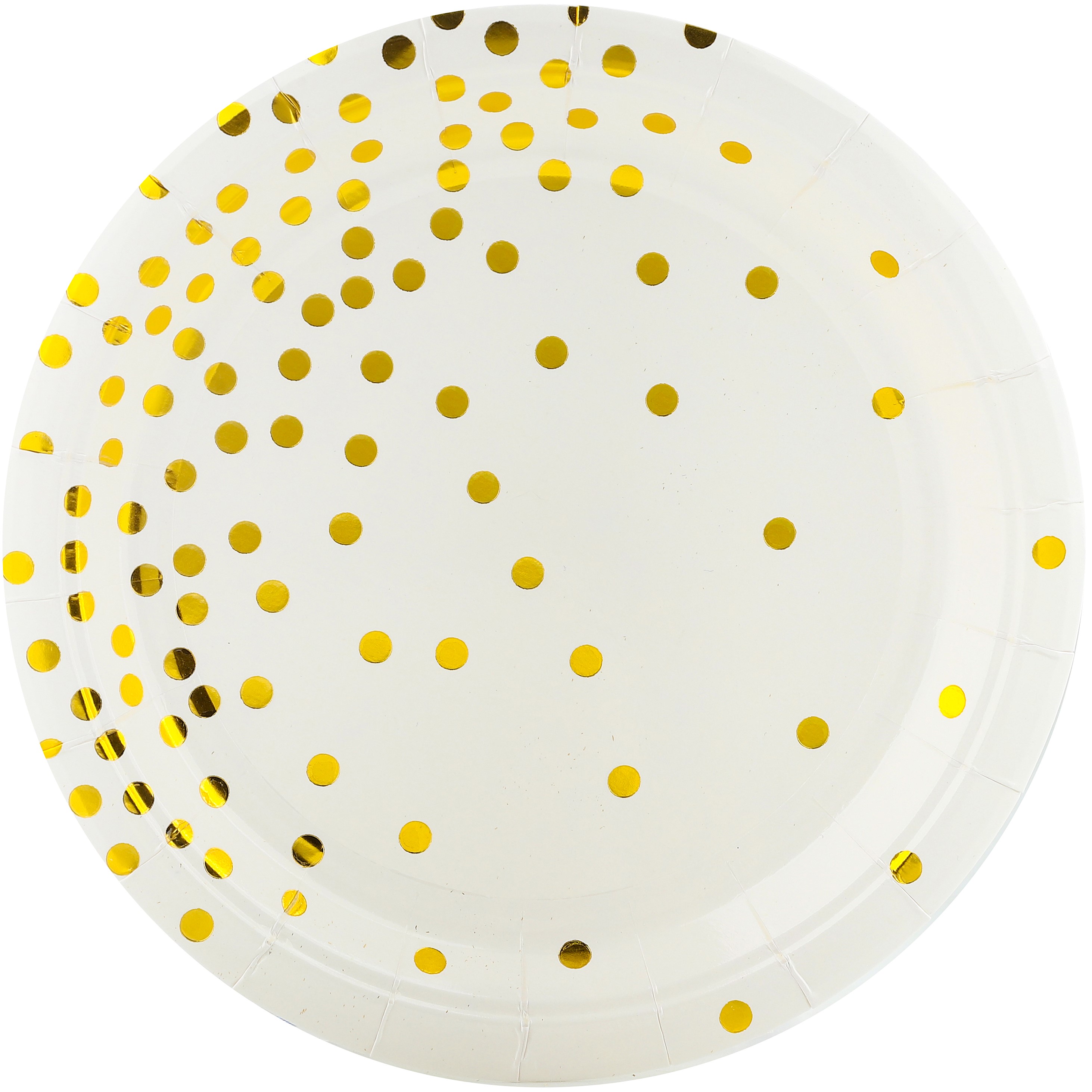 Тарелки (9''/23 см) Конфетти, Белый/Золото, Металлик, 6 шт.