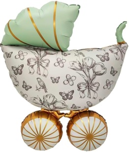 Шар (36''/91 см) Фигура, Коляска Ретро, Сатин, 1 шт. в уп.