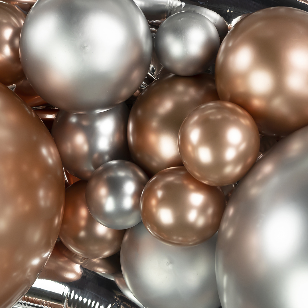 Шар (10''/25 см), Серебро, хром, 50 шт.