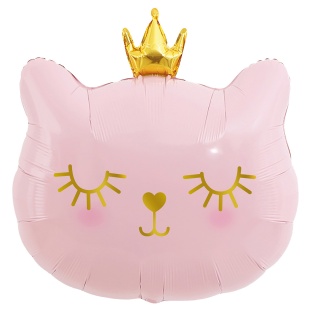 Шар с клапаном (11''/28 см) Мини-фигура, Котенок Принцесса, Розовый, 5 шт. в уп. (цв.этик.)