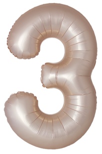 Шар (40''/102 см) Цифра, 3 Slim, Звездное Золото, Матовый, 1 шт. в уп.