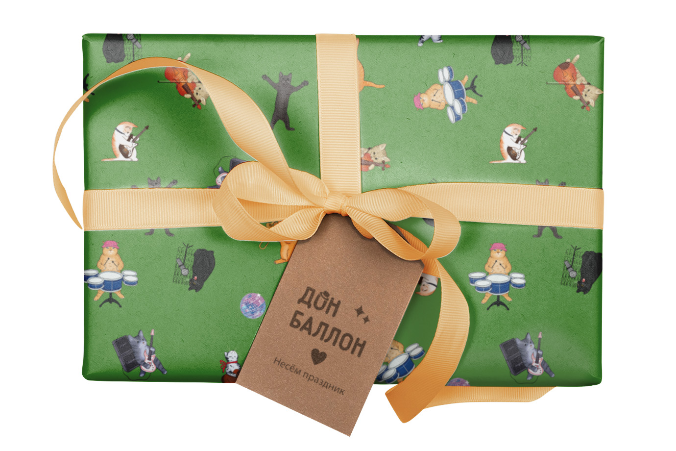 Упаковочная бумага 80гр (0,7*1 м) Музыкальные котики, 10 шт.