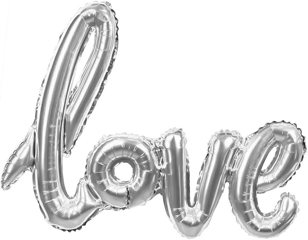 Шар (22''/56 см) Фигура, Надпись "Love", Серебро, 1 шт.