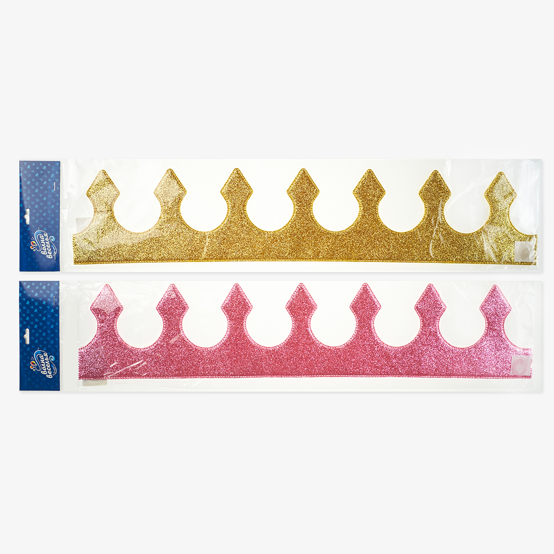 Корона тканевая, Классика, ОГ 58 см, Розовый, 1 шт. 