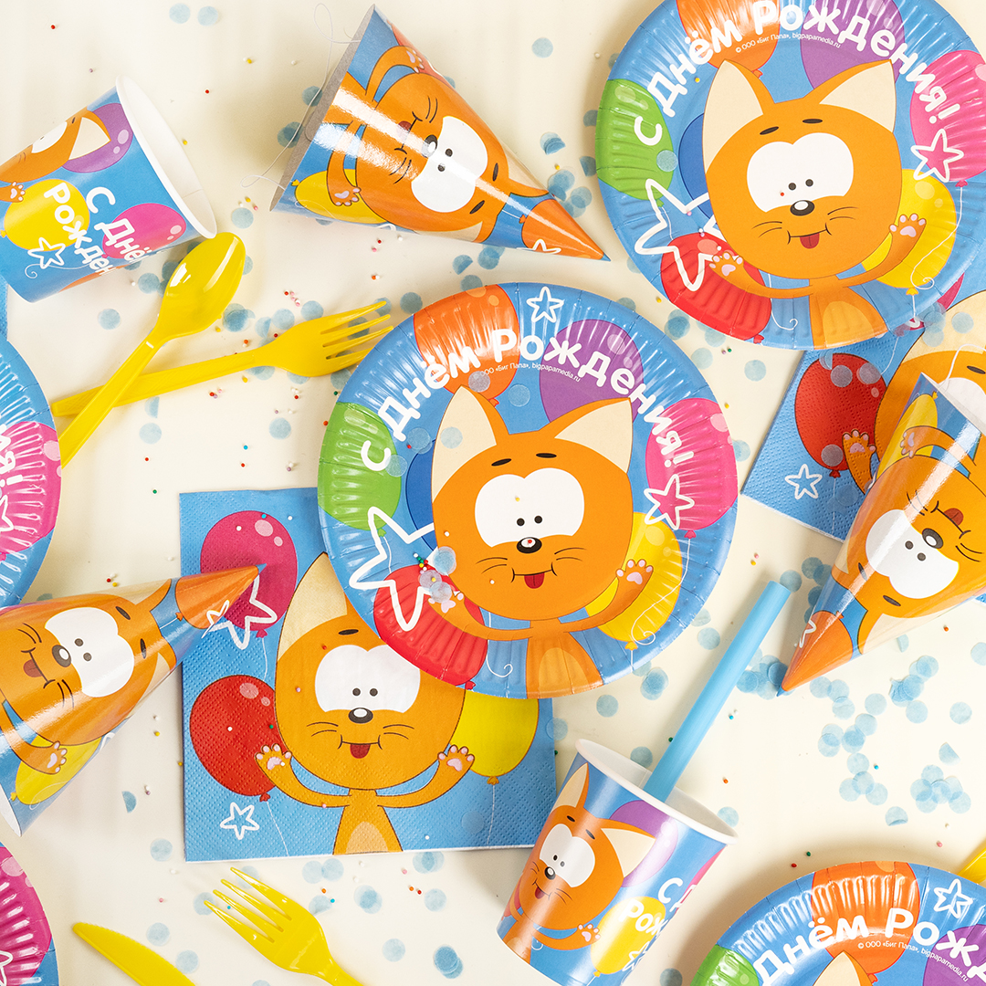 Тарелки (7''/18 см) Котенок Котэ, С Днем Рождения!, 6 шт.
